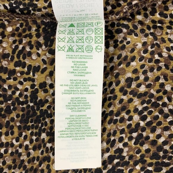 Brown 100% Silk Blouse Sz.6 All-Over Animal Print 100% Long Sleeve Button Up 90s - Picture 12 of 14